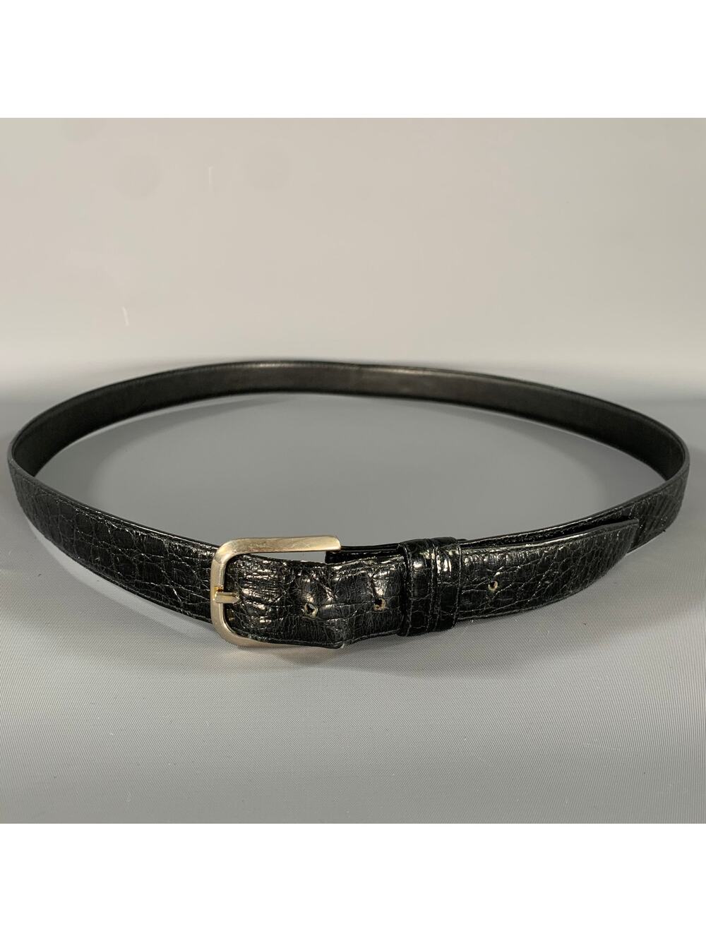 NO BRAND Black Embossed Leather Belt